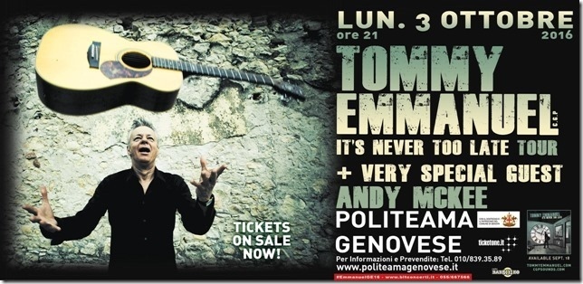 Tommy Emmanuel al Politeama Genovese un virtuoso della chitarra con Andy Mc Kee